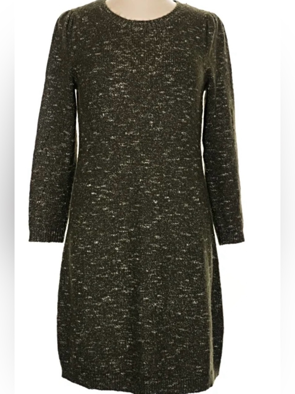 Talbots (M) Olive Marled Long-Sleeve Knit Dress